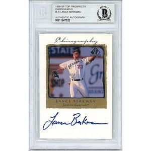 Lance Berkman Signed 1999 SP Top Prospect Chirography Card Beckett BAS Autograph